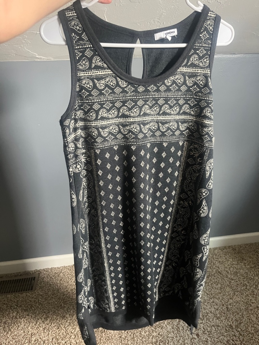 Sonoma Black and White Paisley Tank Dress